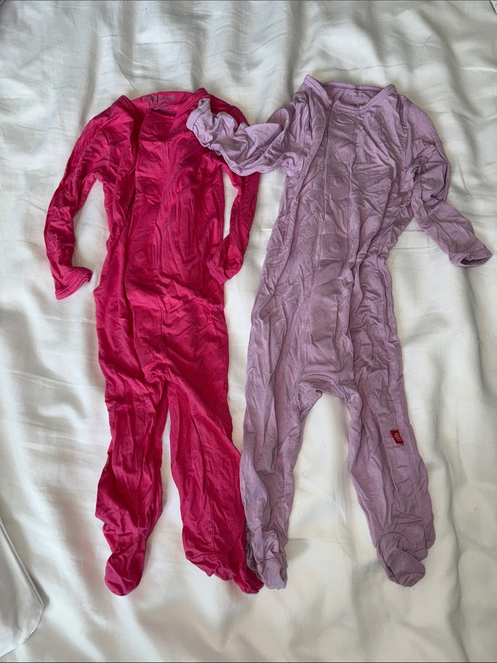 Magnetic me pink and purple long sleeves footed onesies sz 3-6 months